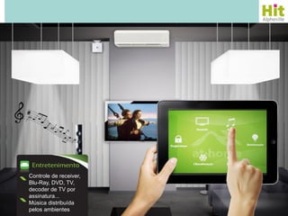 Controle de receiver,
Blu-Ray, DVD, TV,
decoder de TV por
assinatura...
Música distribuída
pelos ambientes
 