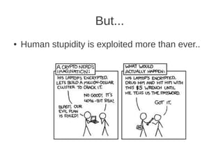 But...
●   Human stupidity is exploited more than ever..
 