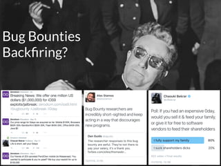 #HITB2017AMSNETSQUARE
Bug Bounties
Backﬁring?
 