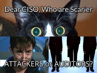 #HITB2017AMSNETSQUARE
Dear CISO, Who are Scarier
ATTACKERS or AUDITORS?
 