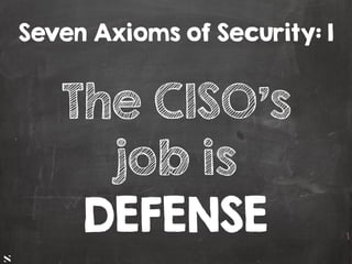 #HITB2017AMSNETSQUARE
The CISO's
job is
DEFENSE
Seven Axioms of Security: 1
 