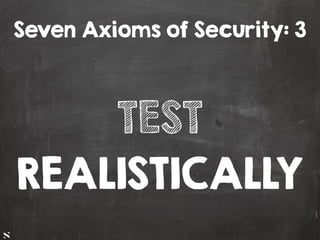 #HITB2017AMSNETSQUARE
TEST
REALISTICALLY
Seven Axioms of Security: 3
 