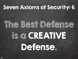 #HITB2017AMSNETSQUARE
The Best Defense
is a CREATIVE
Defense.
Seven Axioms of Security: 6
 