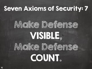 #HITB2017AMSNETSQUARE
Make Defense
VISIBLE,
Make Defense
COUNT.
Seven Axioms of Security: 7
 