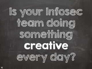 #HITB2017AMSNETSQUARE
Is your Infosec
team doing
something
creative
every day?
 