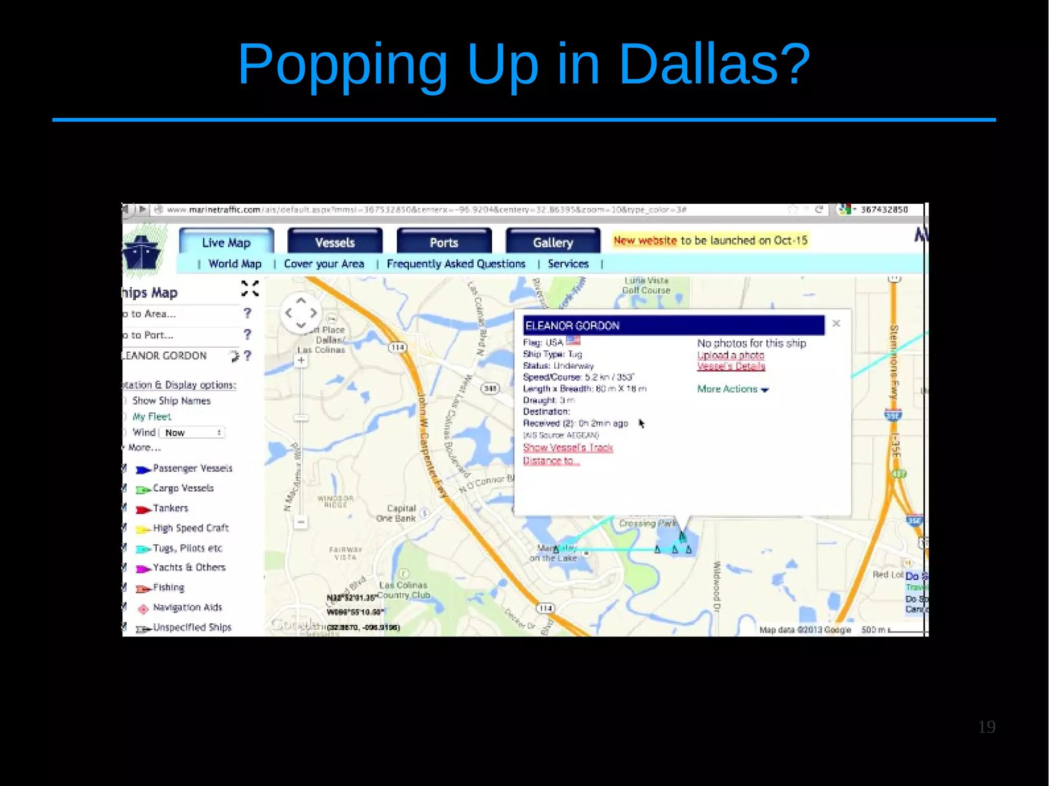 19
Popping Up in Dallas?
 
