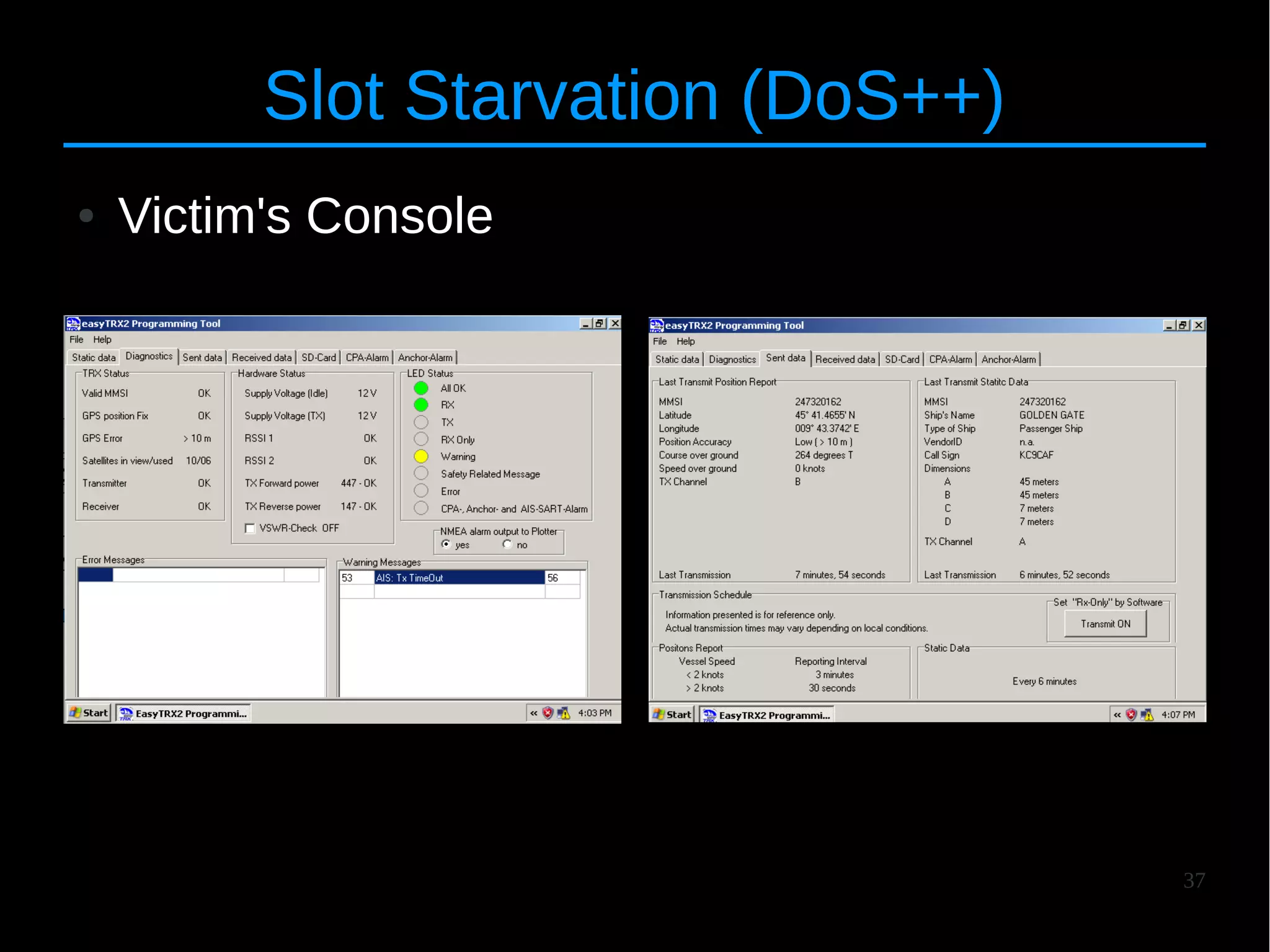 37
Slot Starvation (DoS++)
● Victim's Console
 