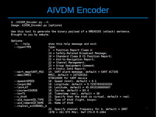 12
AIVDM Encoder
 