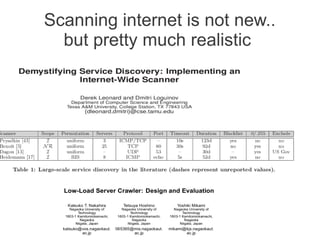 Scanning internet is not new..
  but pretty much realistic
 
