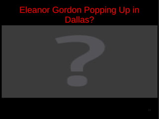 Eleanor Gordon Popping Up in
Dallas?

21

 