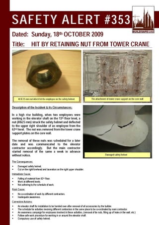 Hit By Retaining Nut From Tower Crane