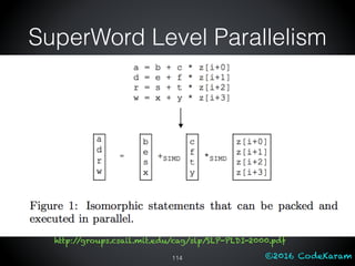 ©2016 CodeKaram
SuperWord Level Parallelism
114
http://groups.csail.mit.edu/cag/slp/SLP-PLDI-2000.pdf
 