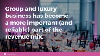 Group and luxury
business has become
a more important (and
reliable) part of the
revenue mix.
 