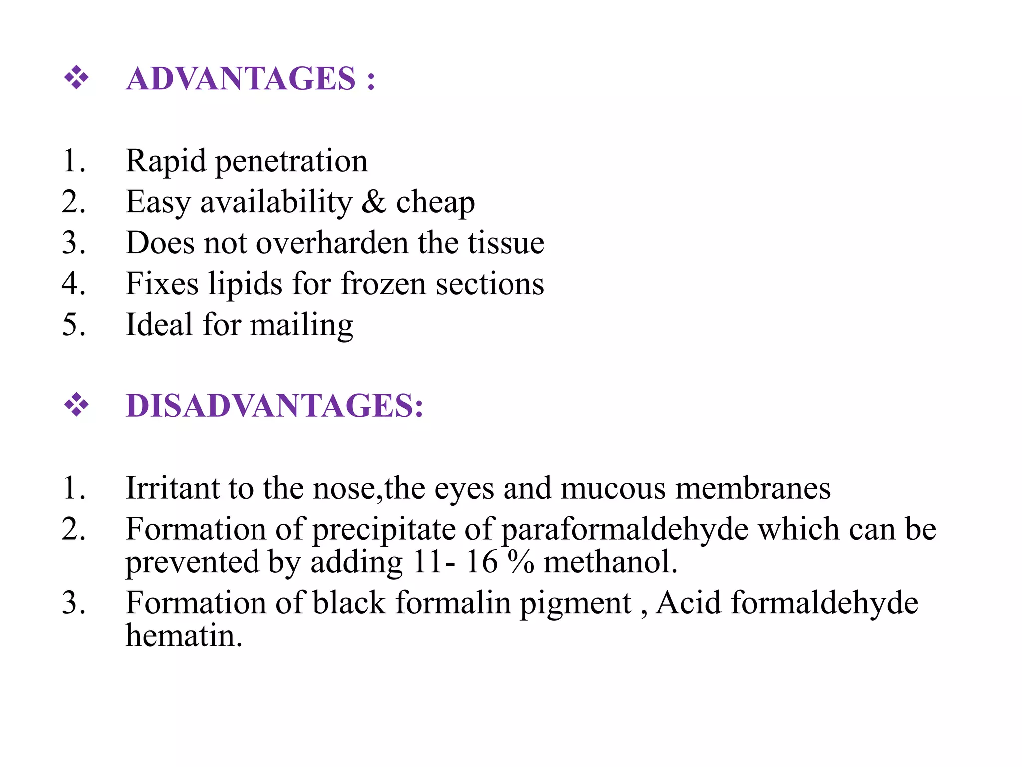 Fixatives used in histopathology