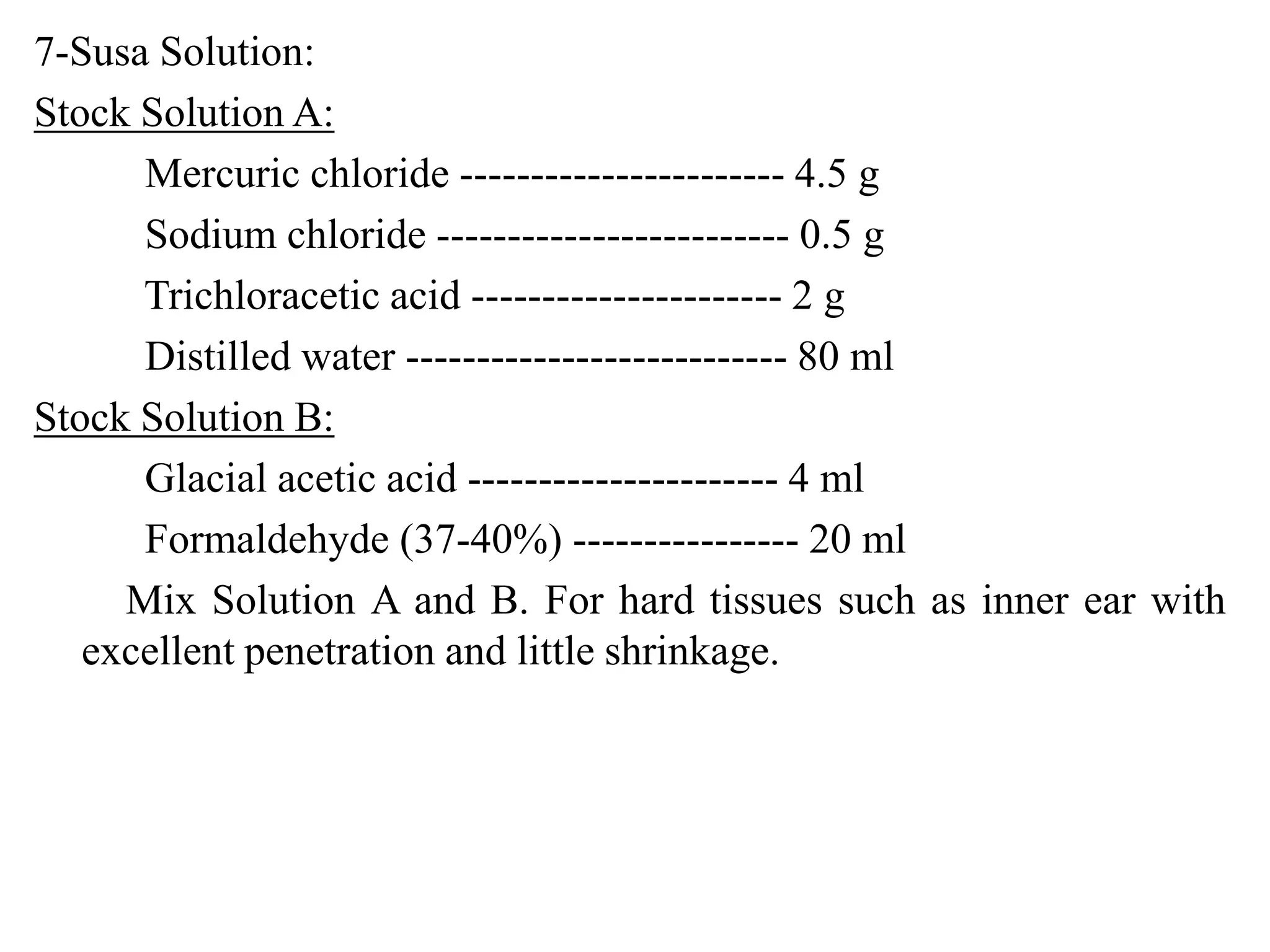 Fixatives used in histopathology