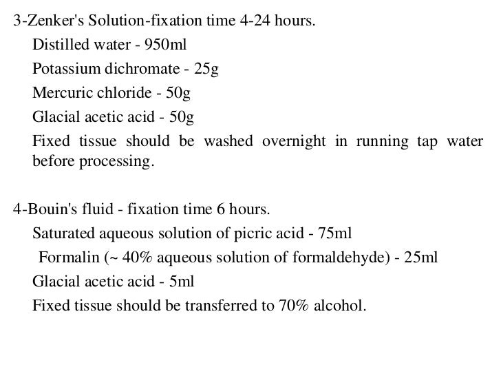 Fixatives used in histopathology