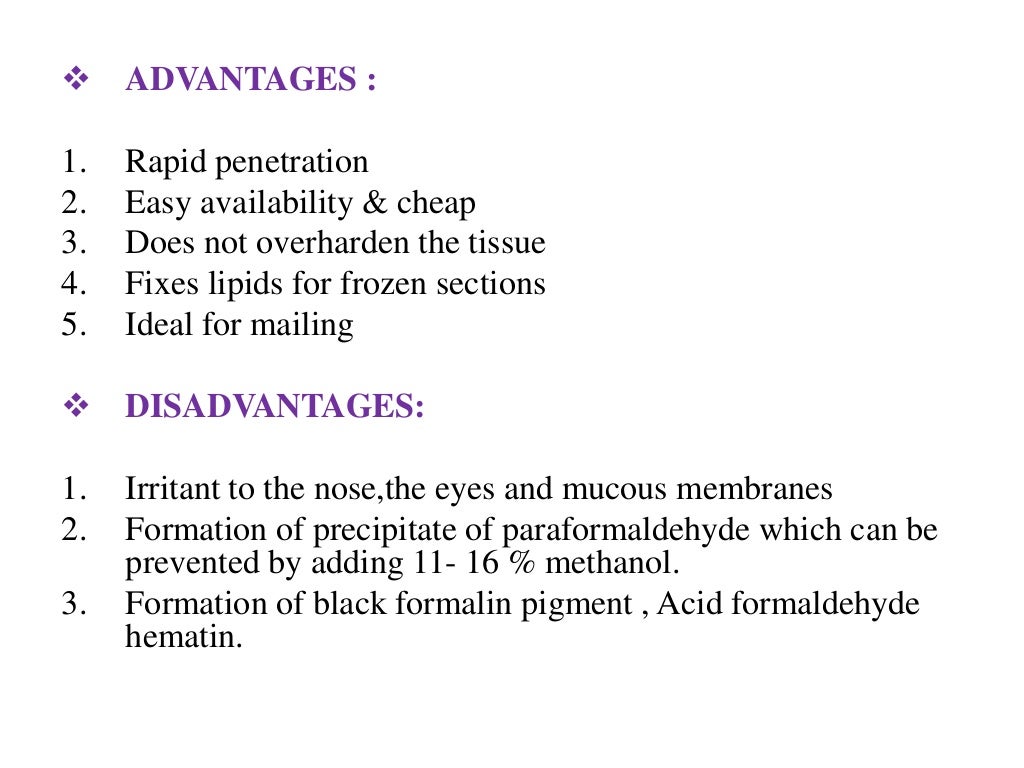 Fixatives used in histopathology