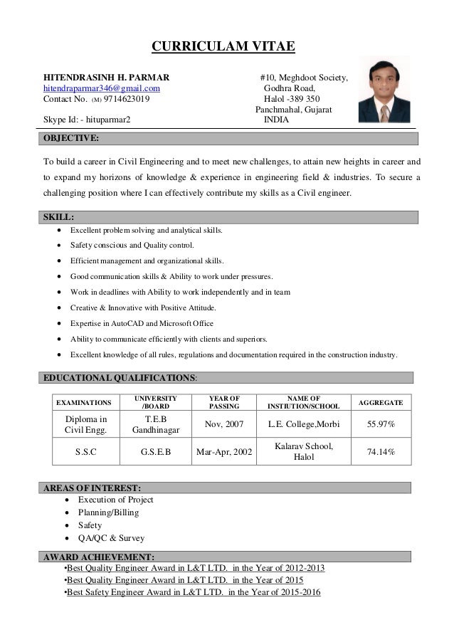 hitendra resume civil engineer resume civil engineer