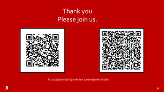 32
Thank you
Please join us.
https://japan-job-jp.rakuten.careers/search-jobs
 