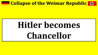 Hitler becomes
Chancellor
 