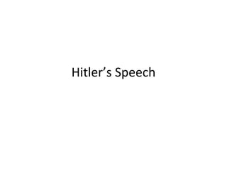 Hitler’s Speech 