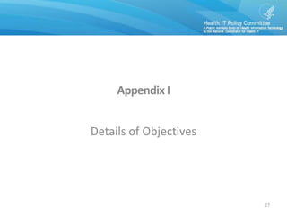 Appendix I
Details of Objectives
27
 