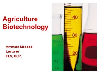 Agriculture
Biotechnology
Ammara Masood
Lecturer
FLS, UCP.
 
