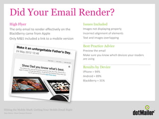 Did Your Email Render?
       High Flyer                                          Issues Included
       The only email to...