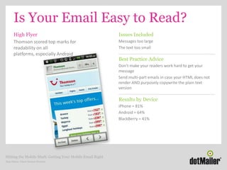 Is Your Email Easy to Read?
       High Flyer                                          Issues Included
       Thomson scor...