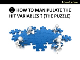 Introduction
❶ HOW TO MANIPULATE THE
HIT VARIABLES ? (THE PUZZLE)
 