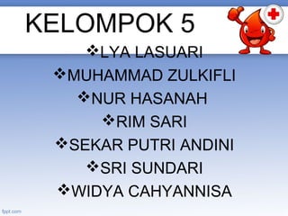 KELOMPOK 5
LYA LASUARI
MUHAMMAD ZULKIFLI
NUR HASANAH
RIM SARI
SEKAR PUTRI ANDINI
SRI SUNDARI
WIDYA CAHYANNISA

 