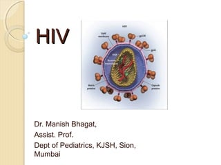 HIVHIV
Dr. Manish Bhagat,
Assist. Prof.
Dept of Pediatrics, KJSH, Sion,
Mumbai
 