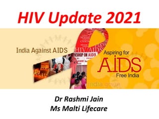 HIV Update 2021
Dr Rashmi Jain
Ms Malti Lifecare
 