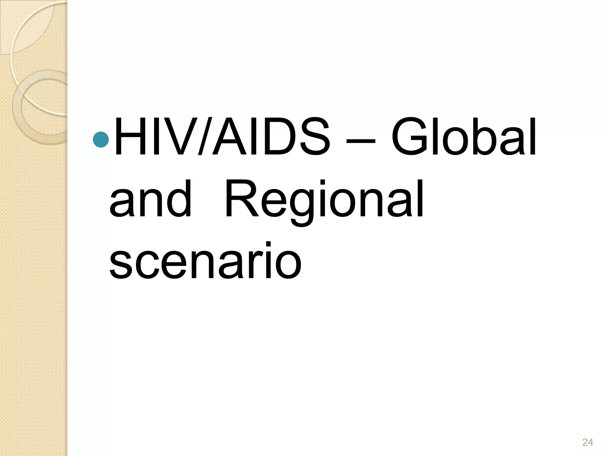 – Global
and Regional
scenario

HIV/AIDS

24

 