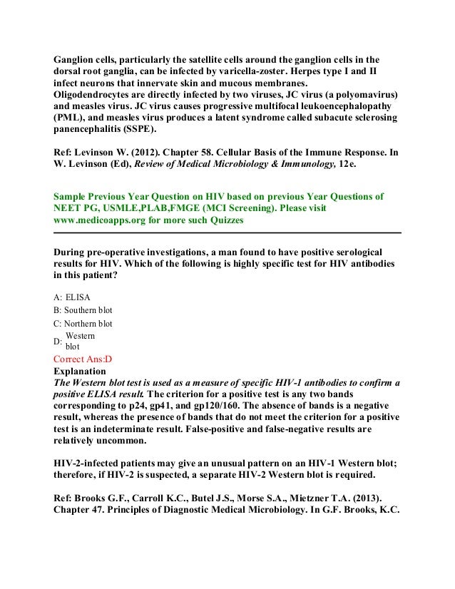 Hiv Aids Sample Questions Based On Neet Pg Usmle Plab And Fmge Pat