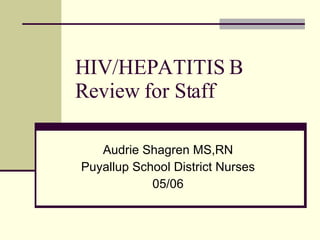 HIV/HEPATITIS B  Review for Staff Audrie Shagren MS,RN Puyallup School District Nurses 05/06 