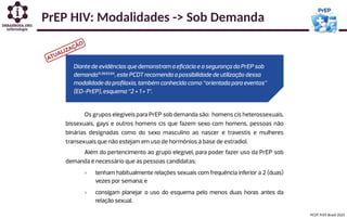 PrEP HIV: Modalidades -> Sob Demanda
PCDT PrEP Brasil 2025
 