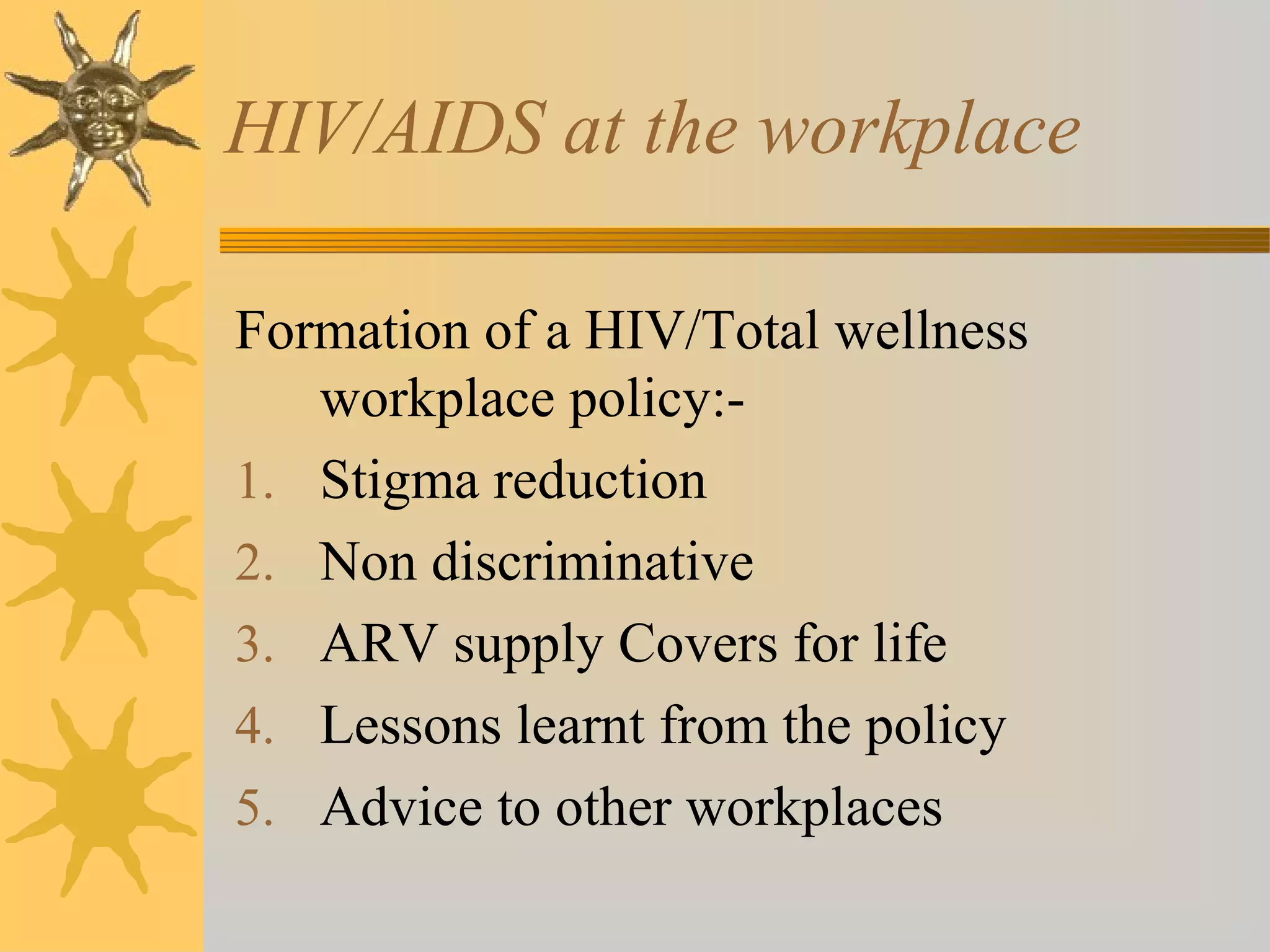 Hiv and aids policy as a tool for stigma reduction at the workplace ...