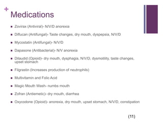 In Depth-Initial Visit to DoctorVisit primary doctor with c/o 10 lbs weight loss and sore throat since the beginning of AugustPt placed on antibiotics (amoxicillan, levaquin, Diflucan)Return to primary doctor- patient is no longer able to swallow liquids and still losing weightAdmitted to the hospital with diagnosis of esophagitis