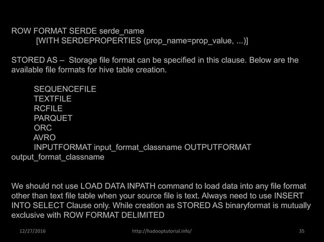 Hive explanation with examples and syntax | PPT