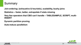 Cost-based query optimization in Apache Hive 0.14