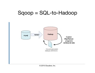 Sqoop = SQL-to-Hadoop




       © 2010 Cloudera, Inc.
 