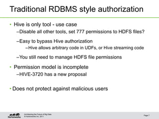 Apache Hive authorization models | PPTX