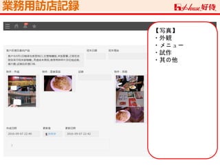 業務用訪店記録
【写真】
・外観
・メニュー
・試作
・其の他
 