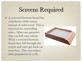 Typical Bee Hive Configuration Key