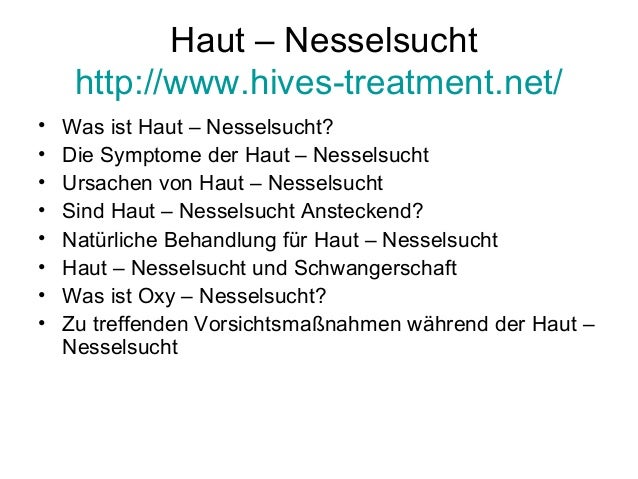 Nesselsucht Behandlungen