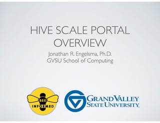 HIVE SCALE PORTAL
OVERVIEW
Jonathan R. Engelsma, Ph.D.
GVSU School of Computing
 