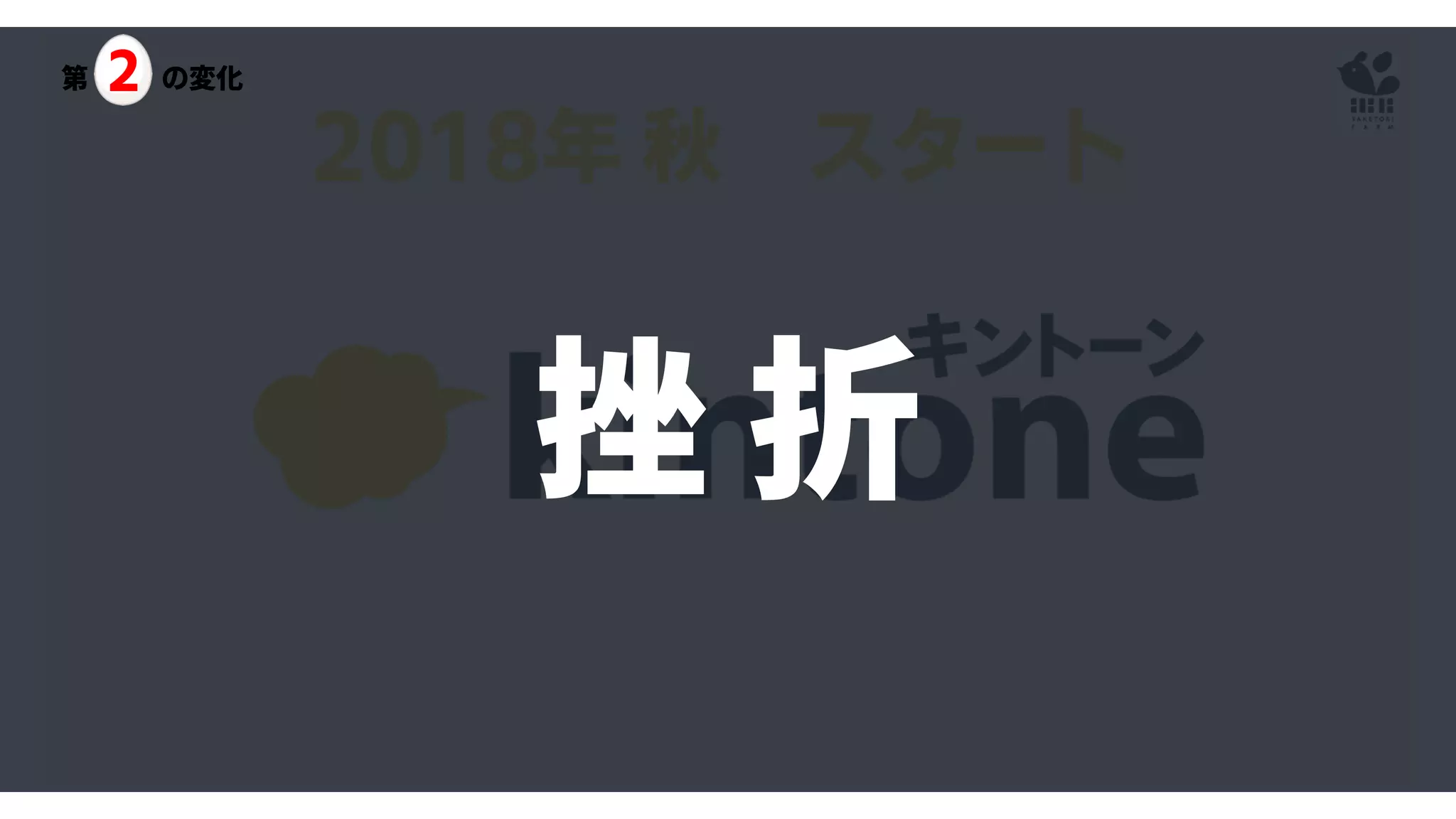 2018年 秋 スタート
挫 折
第 2 の変化
 