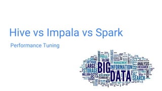 Hive vs Impala vs Spark
Performance Tuning
 