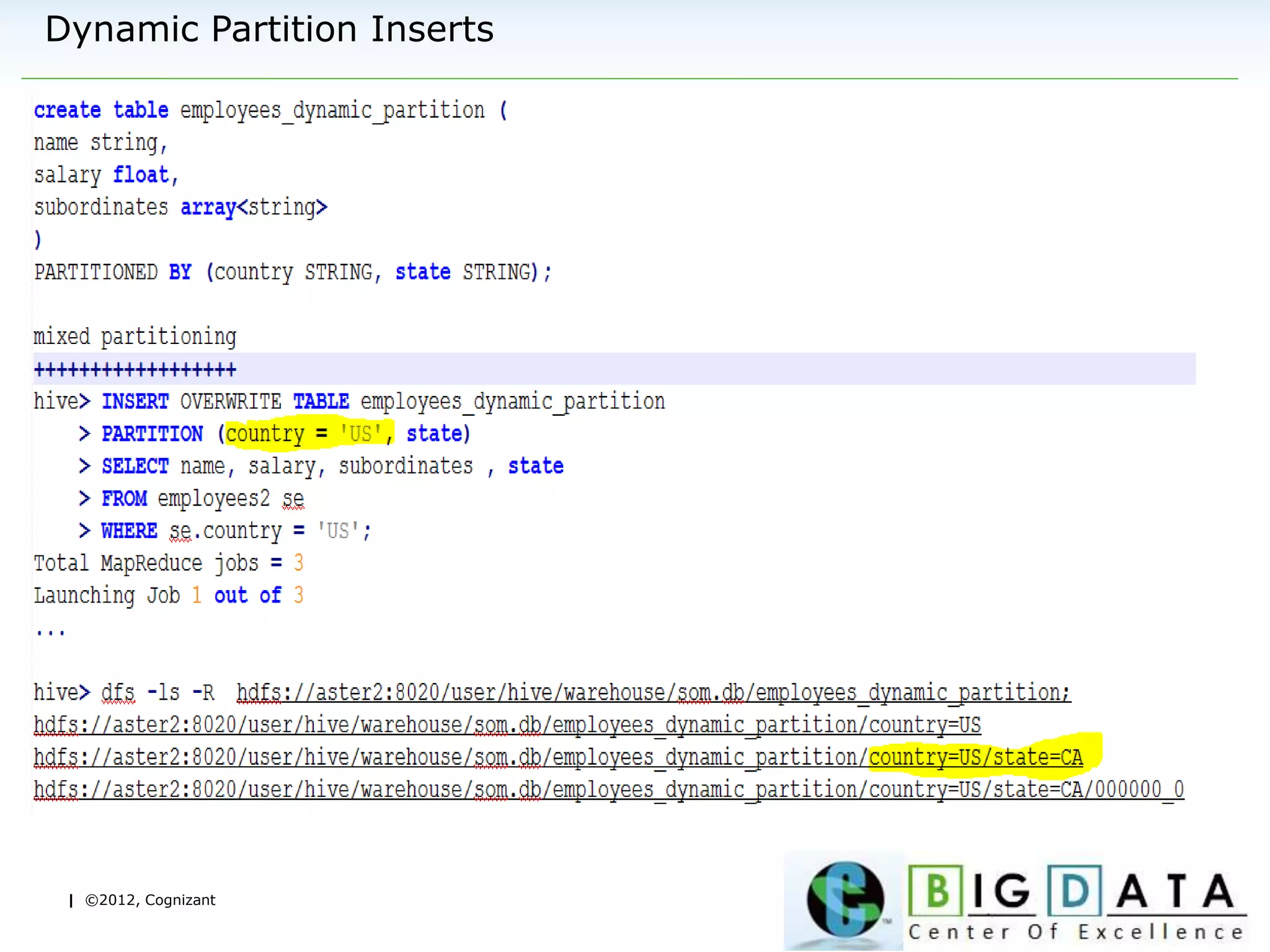 | ©2012, Cognizant
Dynamic Partition Inserts
 